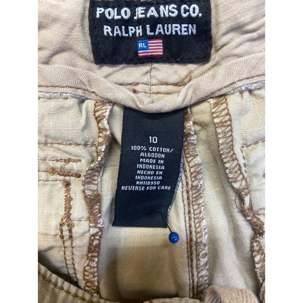 Polo Jeans Co Ralph Lauren Cargo Pants Womens 10 Tan Excellent Ripstop Cropped - Picture 5 of 10